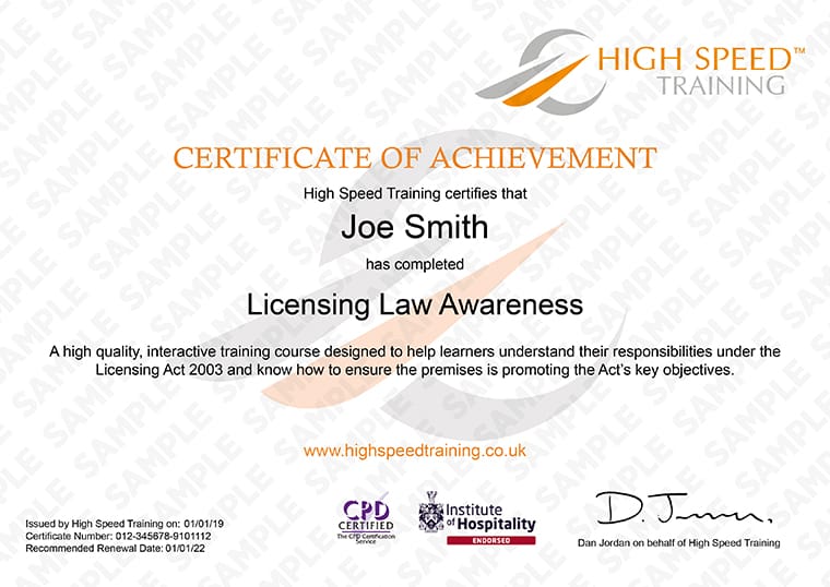 Licensing Law Awareness Alcohol Licence Online Course