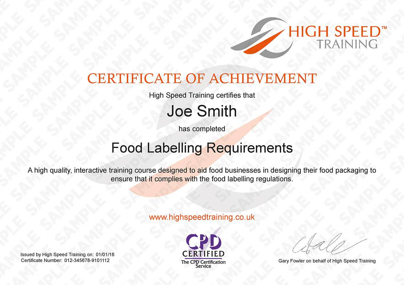 Food Labelling Regulations Training Courses Online