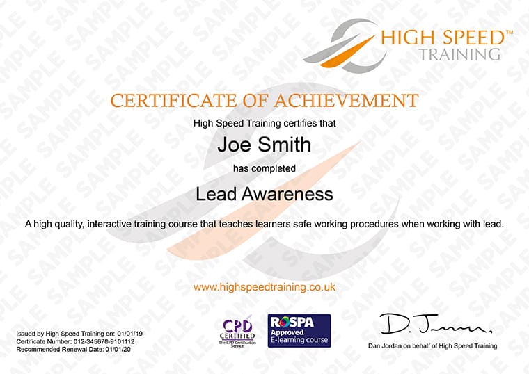 Lead Awareness Training Course Online Certification Lead Awareness Training Course Online Certification
