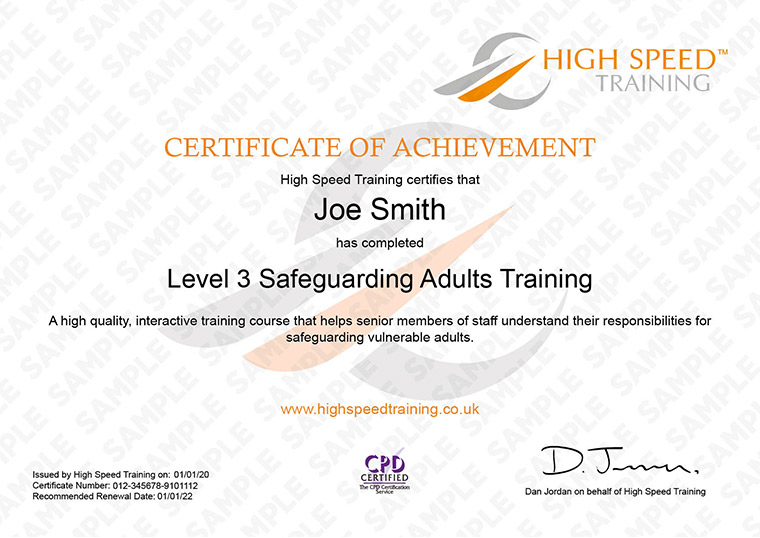 Level 3 Safeguarding Adults Online DSL Training