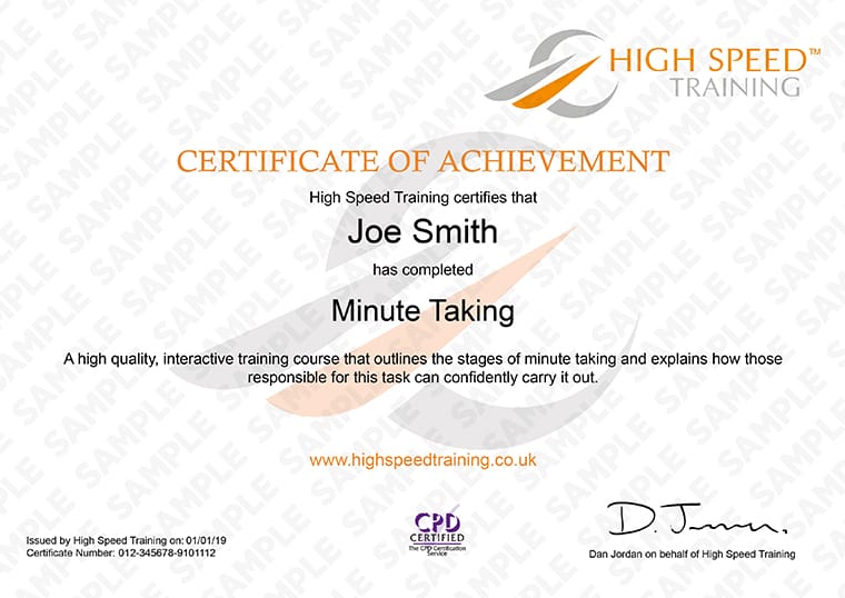 Minute Taking Course Online Training High Speed Training