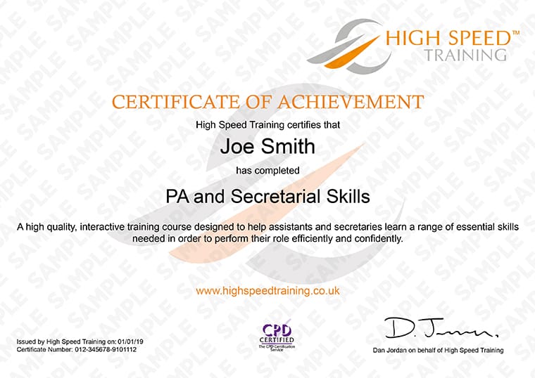 Secretarial Training PA Training Online Course