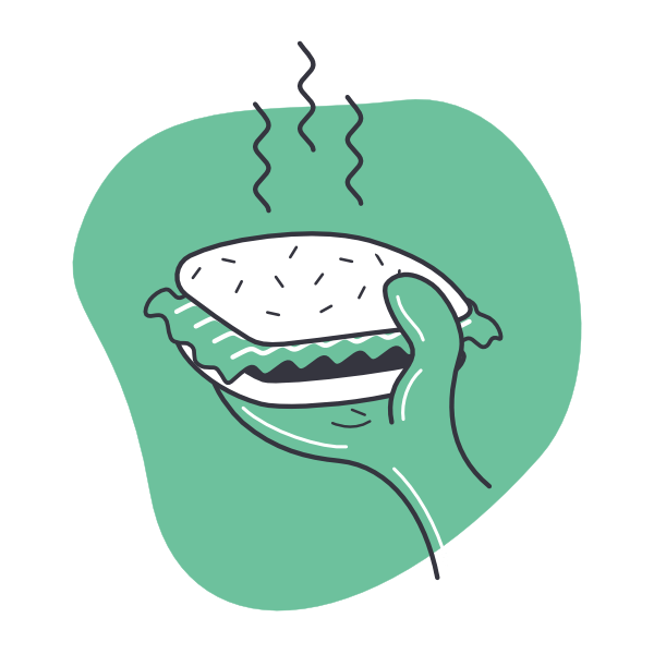 Illustration of hot food in hand