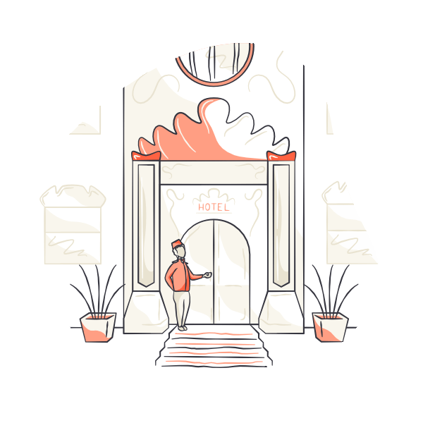 Illustration of hotel scene