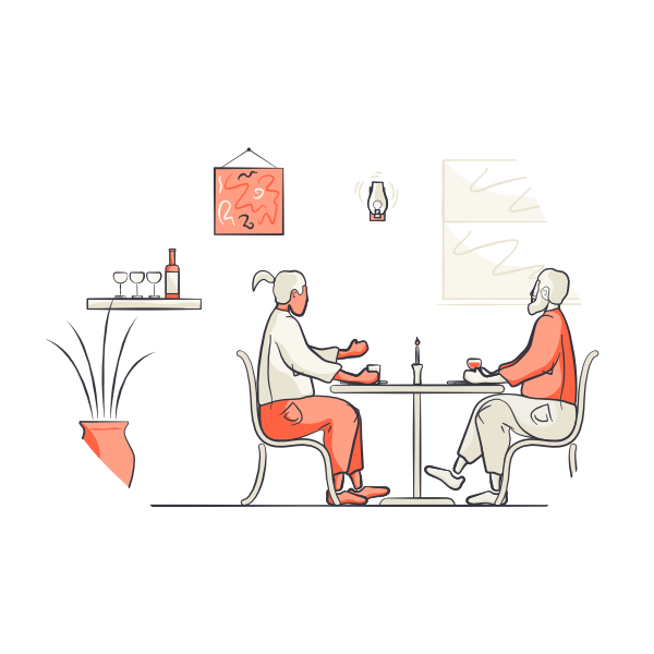 Illustration of restaurant scene