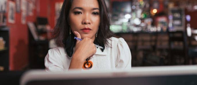 Woman training on computer