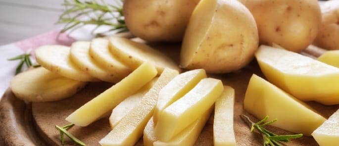 peeling potatoes