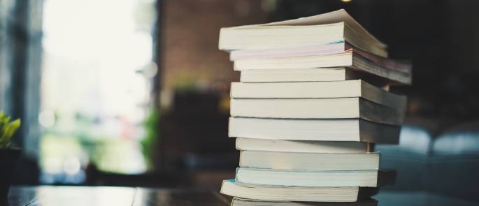 Selection of books for reading on a table