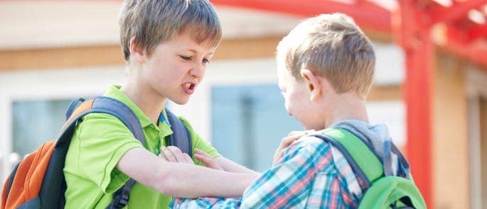 two young boys fighting