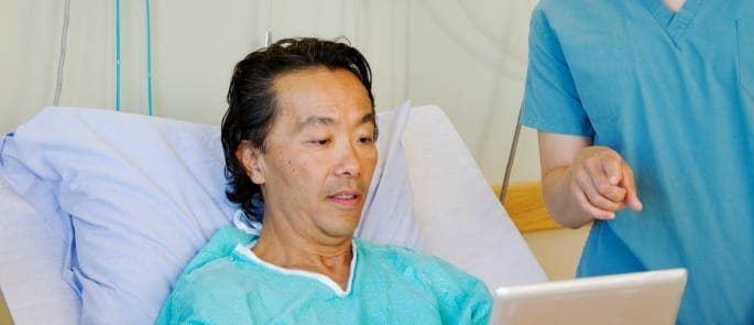 patient choosing healthcare options from ipad