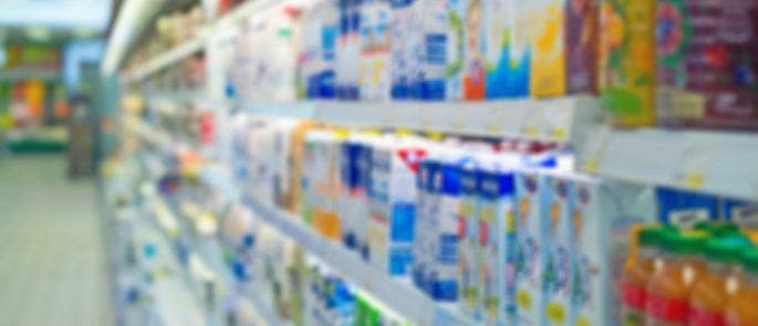 Fresh milk isle in a supermarket