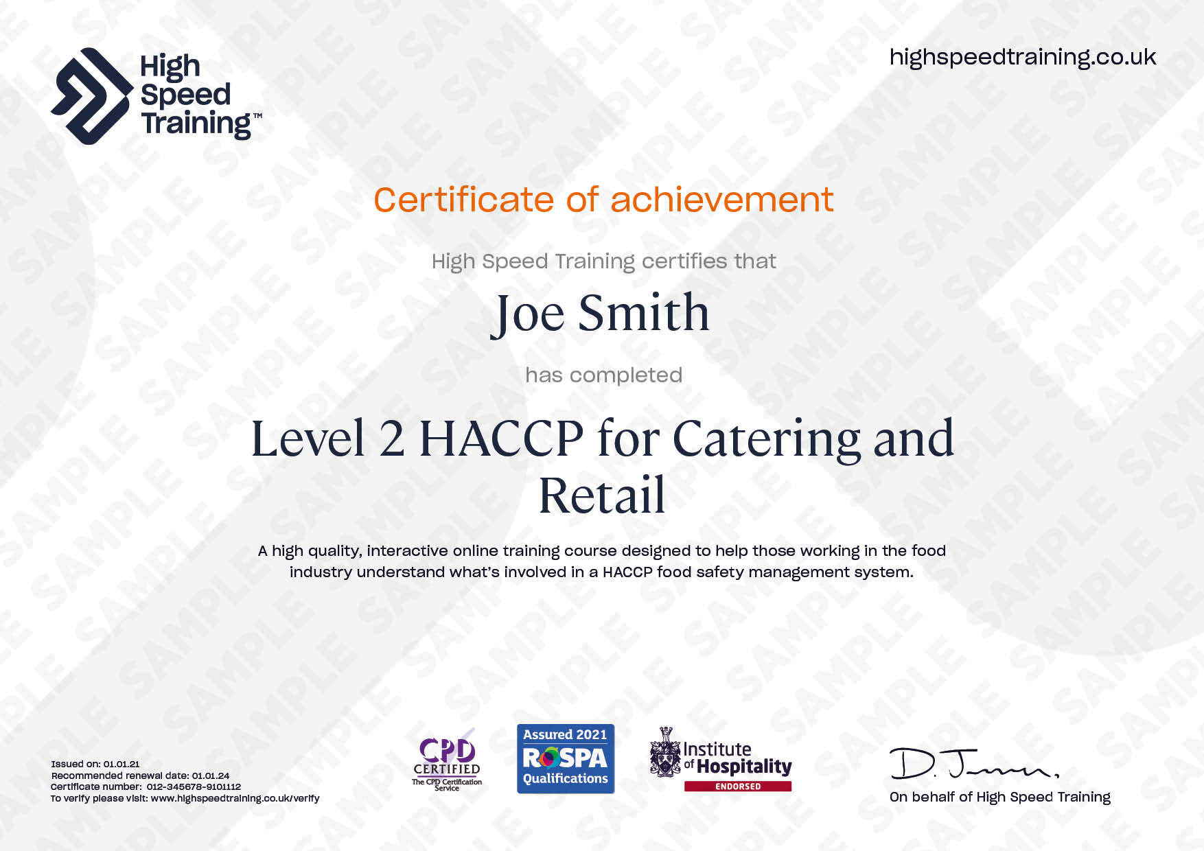 Level 2 HACCP for Catering and Retail