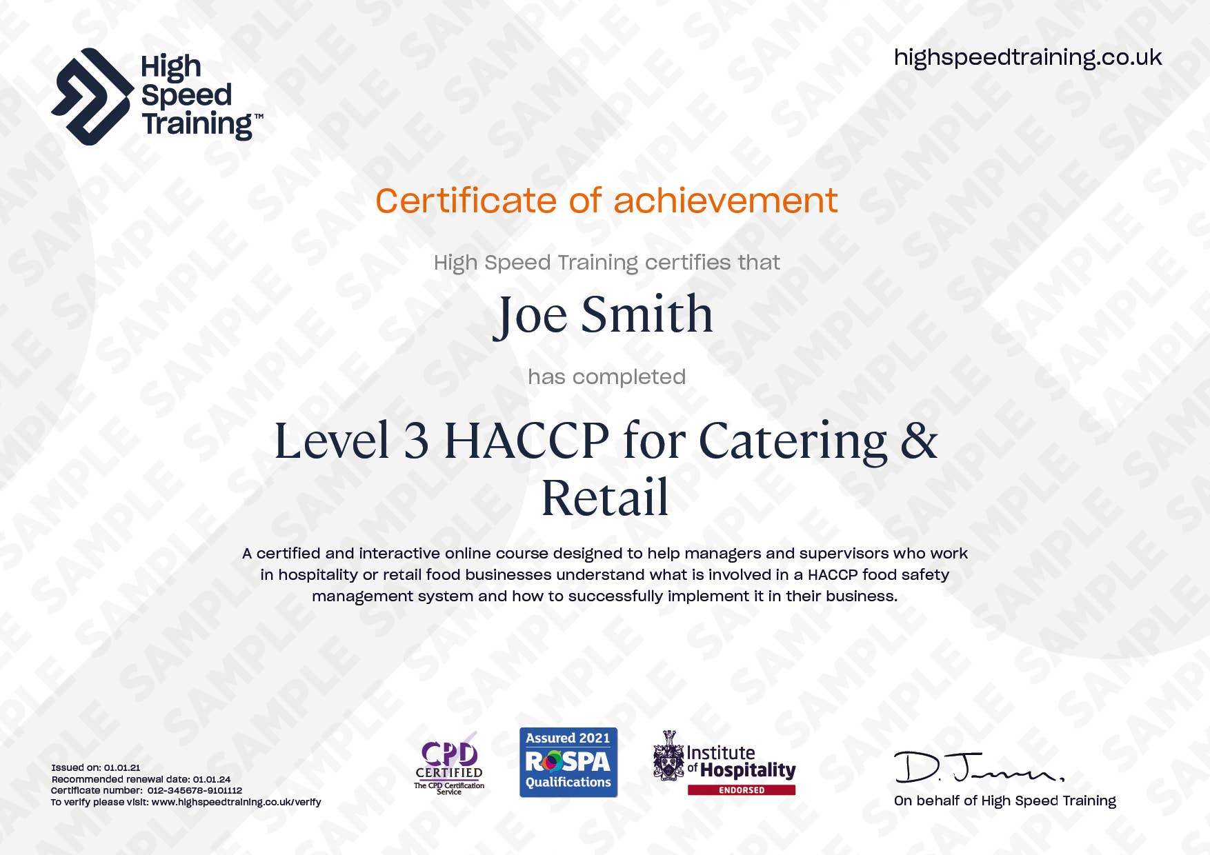 Level 3 HACCP for Catering and Retail