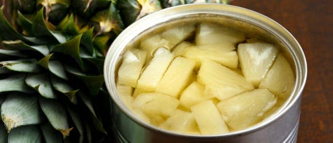 An open can of pineapple