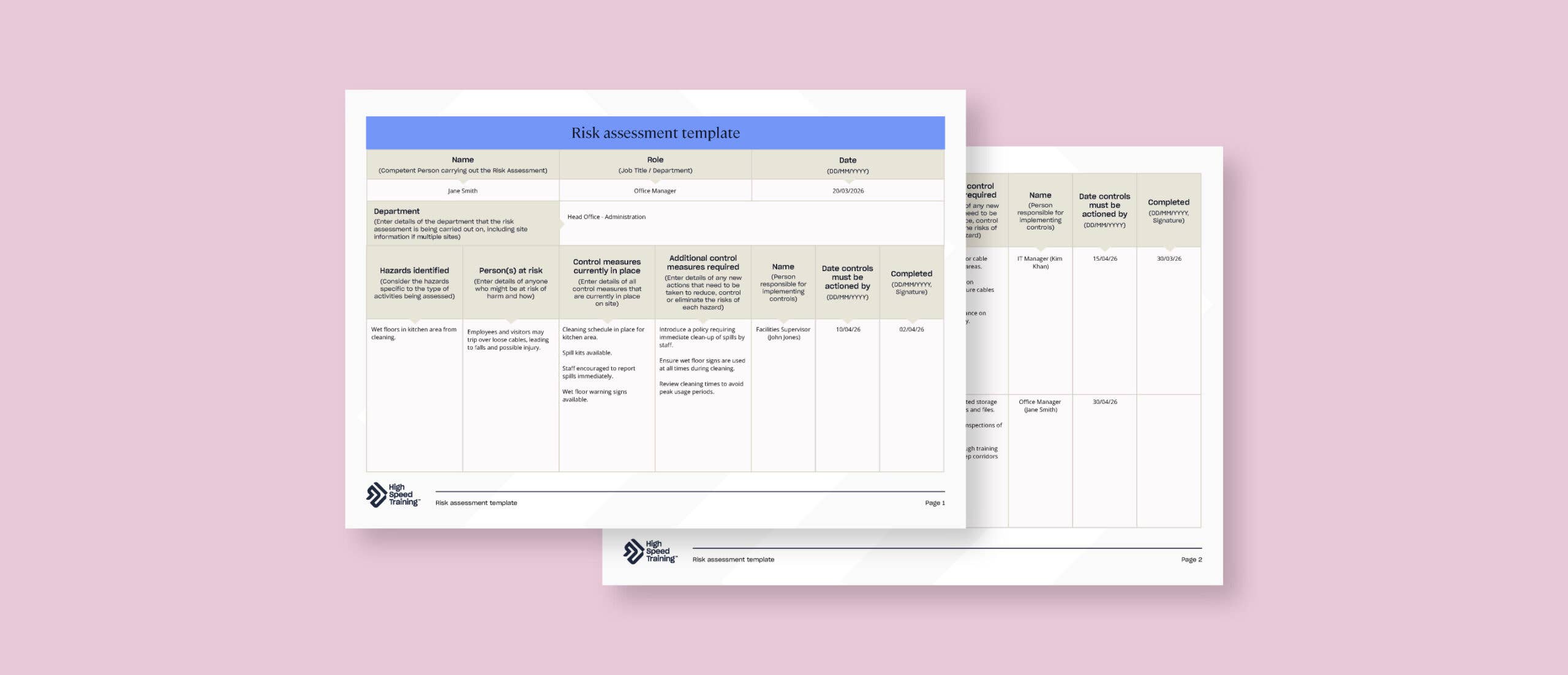 Risk assessment example template