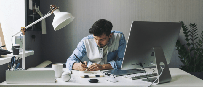 person working at a computer