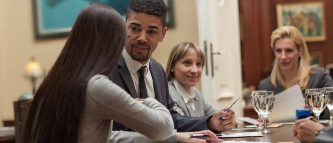 colleagues having discussion in meeting