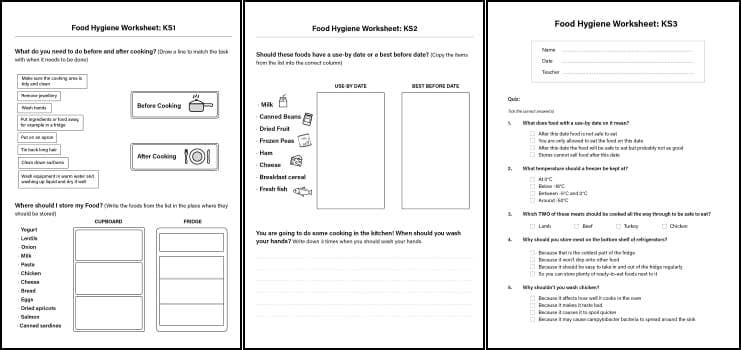 free food hygiene worksheets for key stage 1 2 and 3 (ks1) (ks2) (ks3)