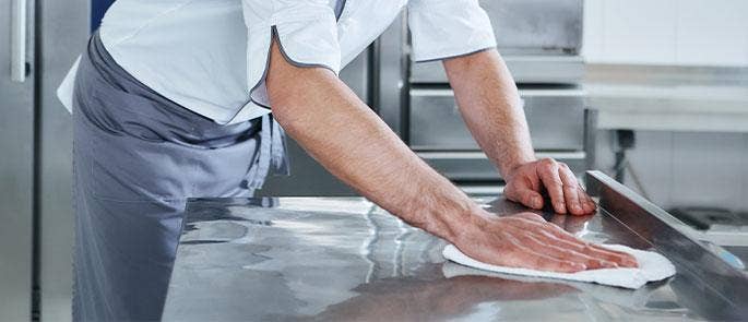 Chef cleaning in the kitchen