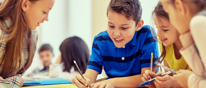 children looking over their marking symbols feedback