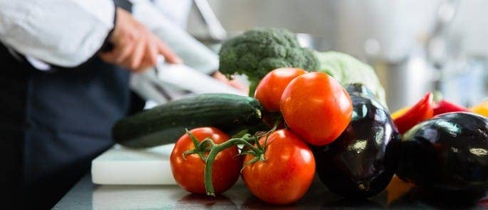 cutting vegetables catering