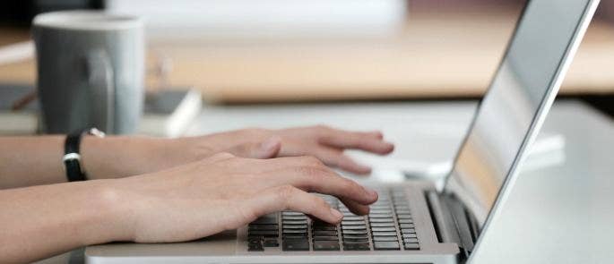 woman working on a laptop