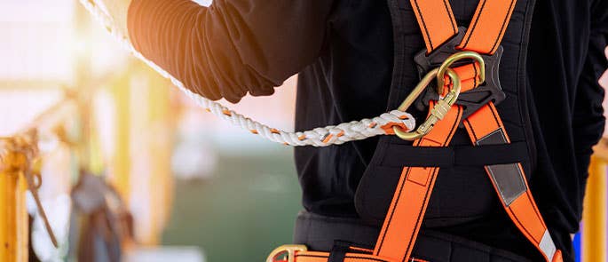 Man using a safety harness