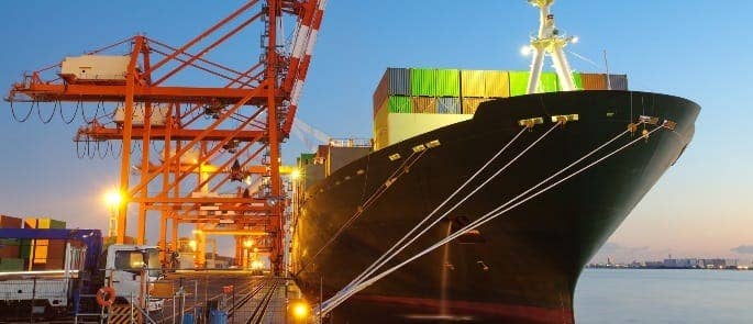 Loaded Cargo Ship on water