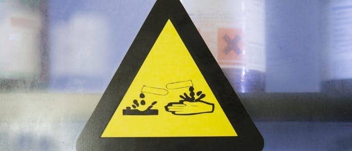 pics Corrosiveness Sign handling disposing corrosive chemicals
