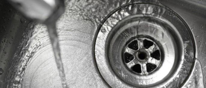 Water running into a kitchen sink