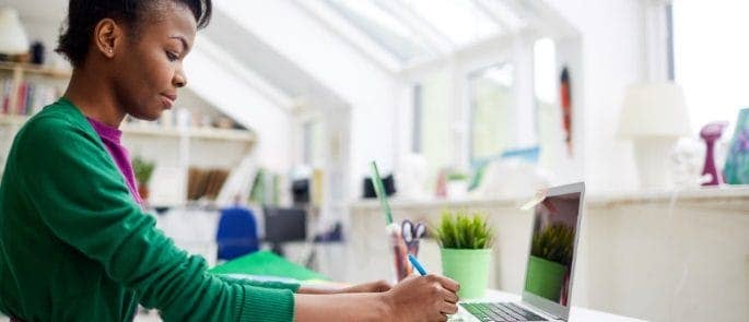 Woman working on computer