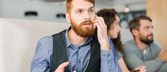 Employee on the phone about a job