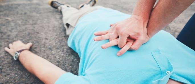 Chest compressions during CPR given to a casualty