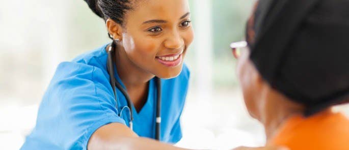 Nurse consoles patient