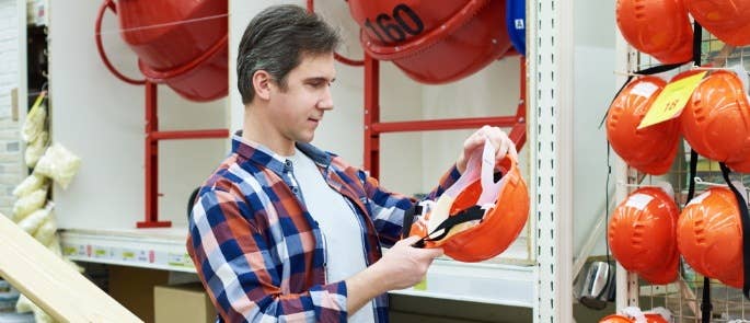 Employer purchasing PPE hard hats