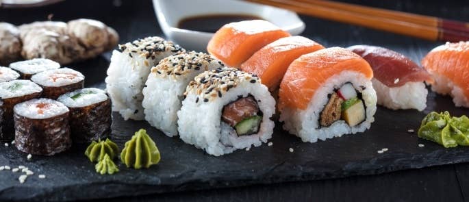 Sushi served in a restaurant