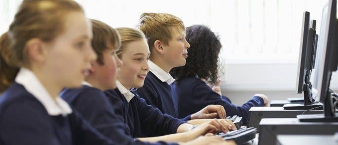Students using computers at school