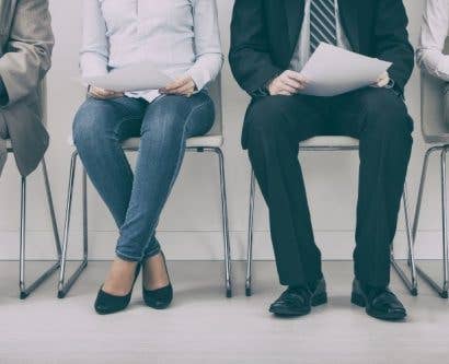 Job applicants waiting to be interviewed for a job