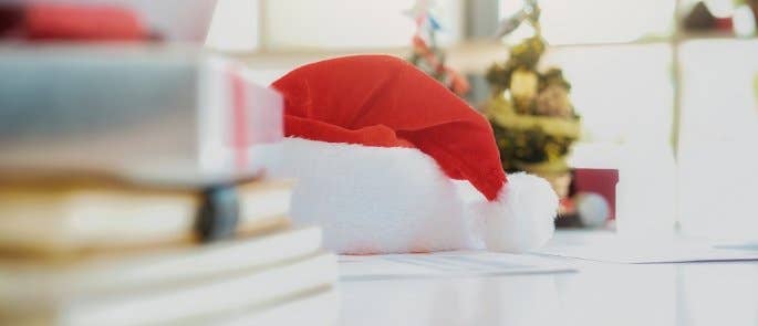 Santa hat on a desk