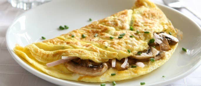 Reheated mushroom omelette on a plate