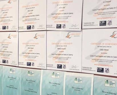 High Speed Training Food hygiene certificates on display in Welcome Stranger Restaurant