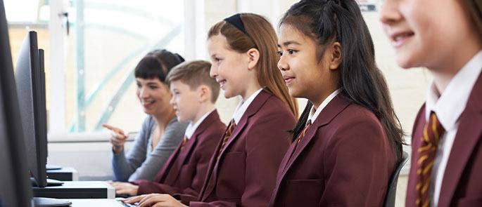 School pupils working on computers