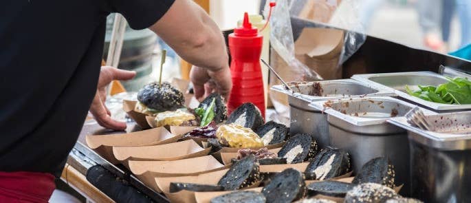 Food being hygienically prepared at a food festival