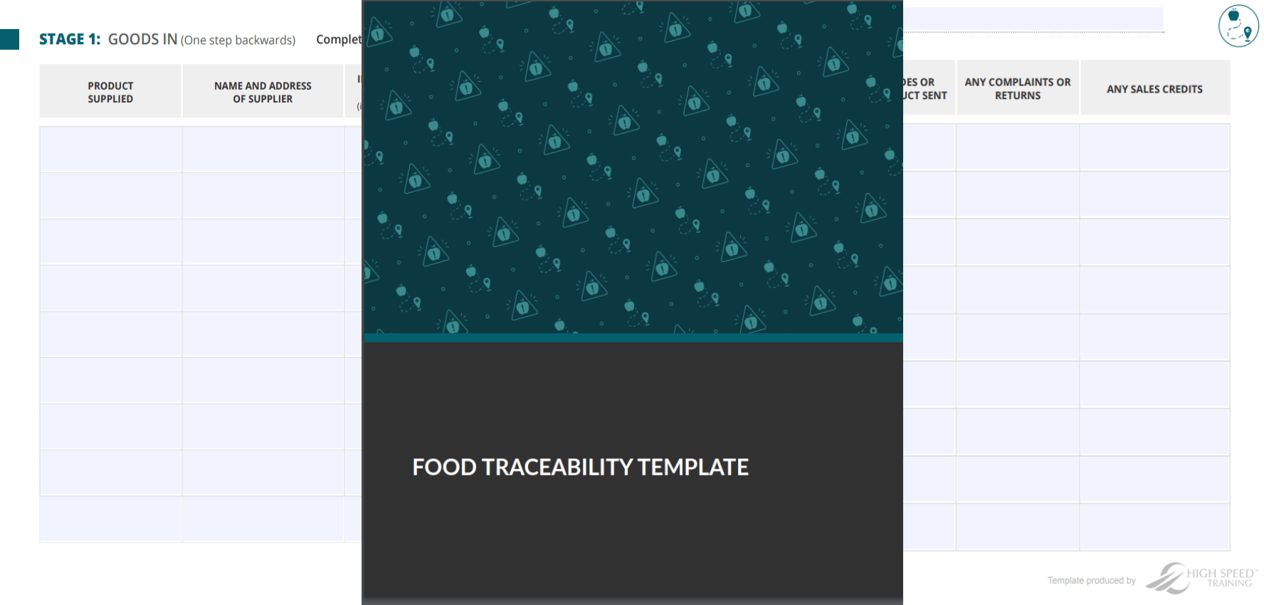 Food Safety Food Traceability Template