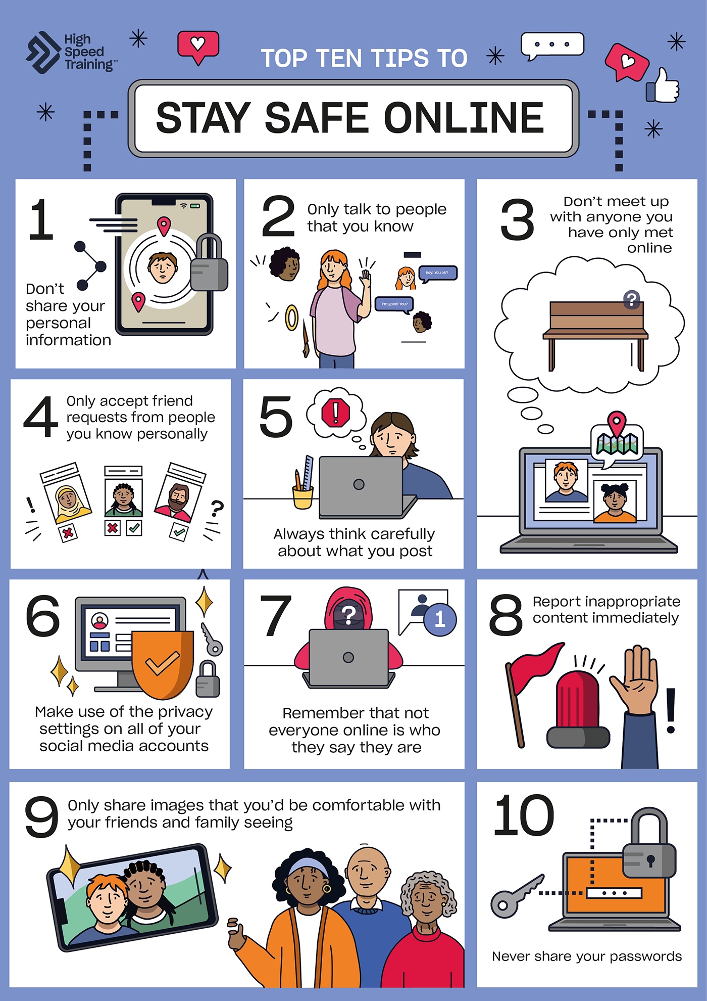 Top Ten Tips to Stay Safe Online Poster