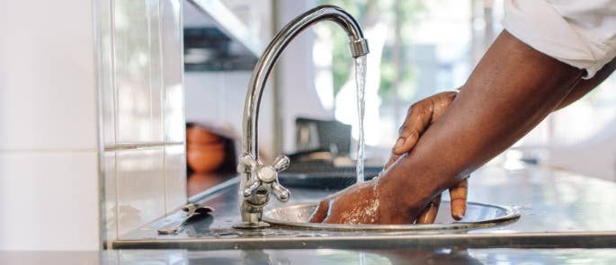 Man washing his hands