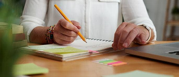 Teacher working on a professional development plan