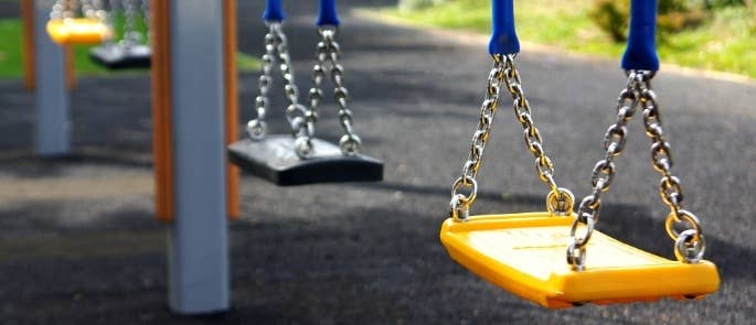 A school playground swing