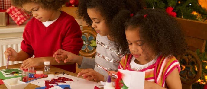Children making christmas cards