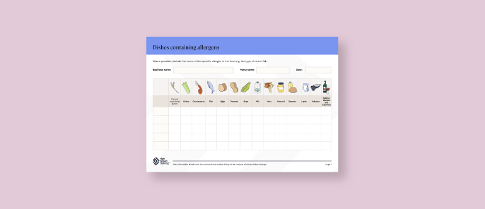 Food Allergy Chart (Blank)